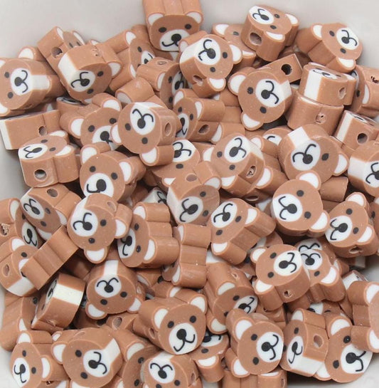 Bear Beads, Animal Beads, Teddy Bear Beads, Dog Beads, Polymer Clay Beads, Beads for Bracelets, Jewelry Beads