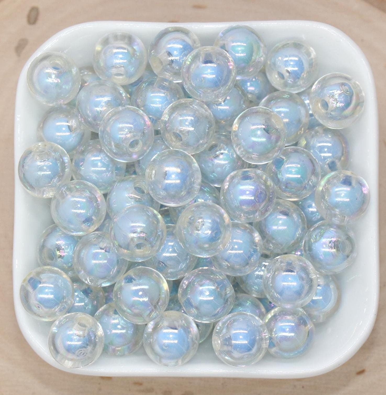 12mm Iridescent Blue Gumball Beads, AB Blue Round Acrylic Loose Beads, Glossy Shinny Bubblegum Beads, Chunky Beads, Round Beads #1962