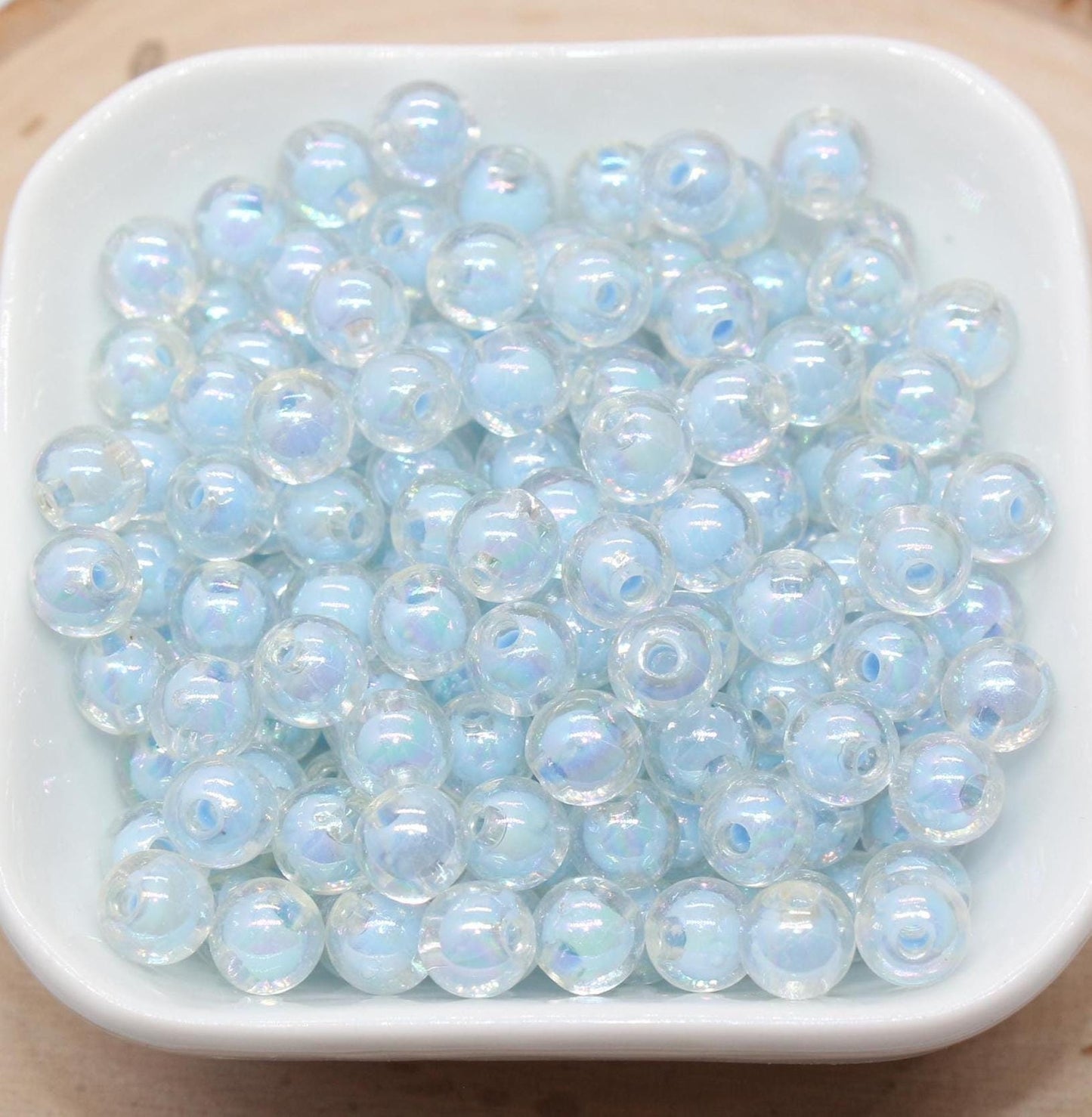 8mm Iridescent Blue Gumball Beads, AB Blue Round Acrylic Loose Beads, Glossy Shinny Bubblegum Beads, Chunky Beads, Round Beads #1944N