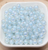 8mm Iridescent Blue Gumball Beads, AB Blue Round Acrylic Loose Beads, Glossy Shinny Bubblegum Beads, Chunky Beads, Round Beads #1944N