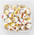 15mm emoji print silicone beads for pens and keychains