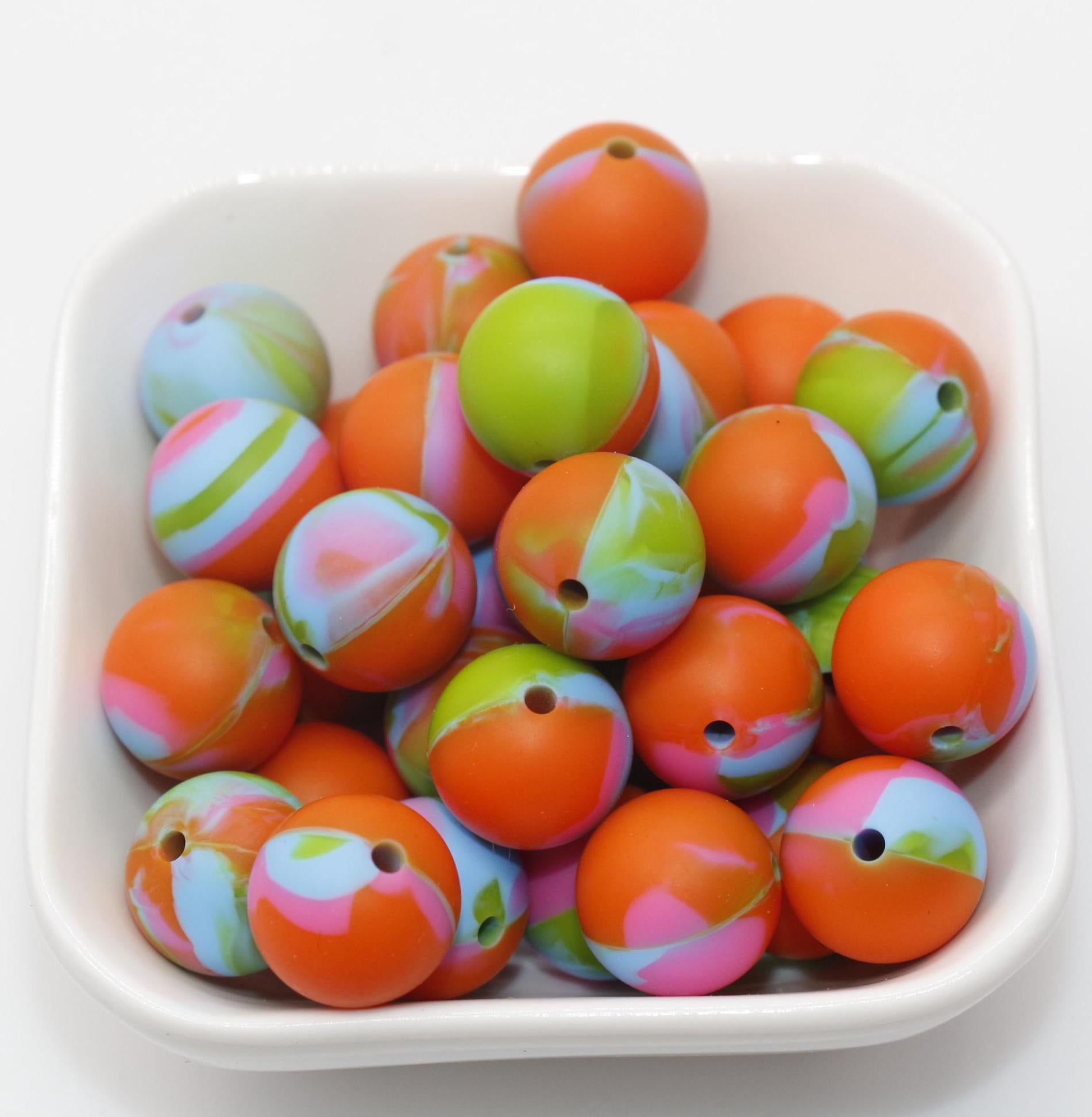 15mm Tie-Dye Silicone Beads, Round Silicone Beads, Bubblegum Beads, Beads for Pens, Beads for Bracelets