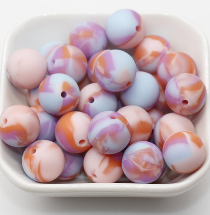 15mm Tie-Dye Silicone Beads, Round Silicone Beads, Bubblegum Beads, Beads for Pens, Beads for Bracelets