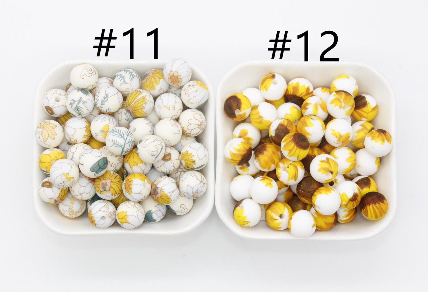 12mm Flower Printed Silicone Beads, Floral Silicone Beads, Bubblegum Beads, Beads for Pens, Beads for Bracelets
