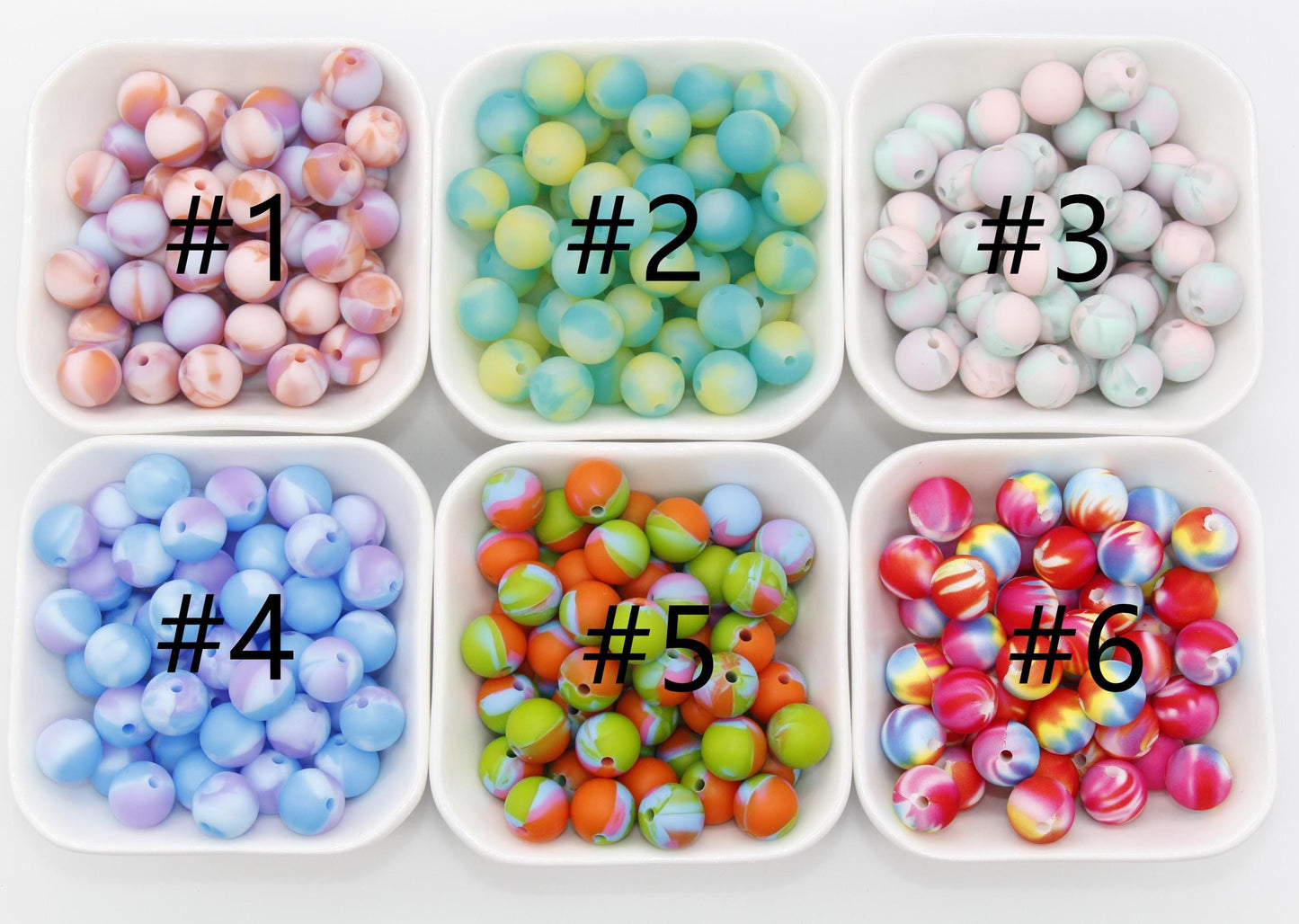 12mm Tie-Dye Printed Silicone Beads, Round Silicone Beads, Bubblegum Beads, Beads for Pens, Beads for Bracelets