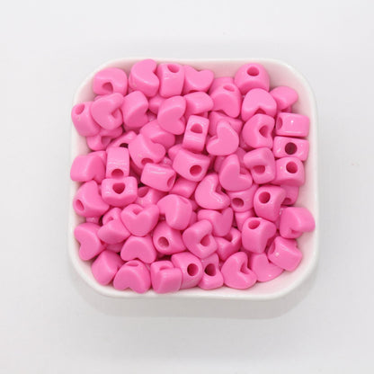 Pastel Heart Beads, Plastic Heart Beads, Heart Beads with Large Holes, Chunky Heart Beads, Beads for Necklaces Bracelets