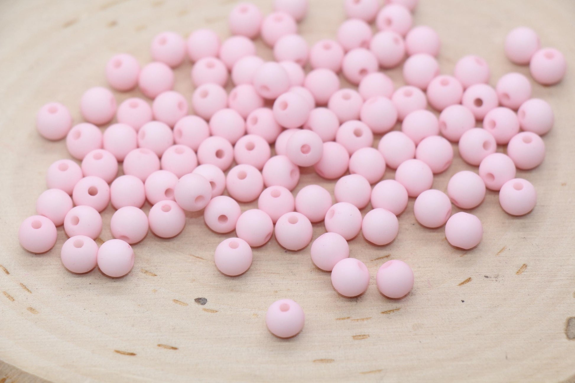 6mm Matte Light Pink Beads, Frosted Pink Beads, Plastic Round Pink Beads, Bubblegum Beads, Beads for Bracelets #490