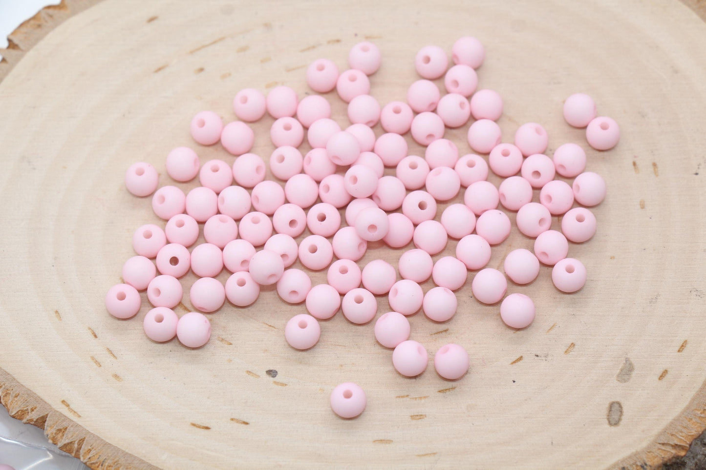 6mm Matte Light Pink Beads, Frosted Pink Beads, Plastic Round Pink Beads, Bubblegum Beads, Beads for Bracelets #490