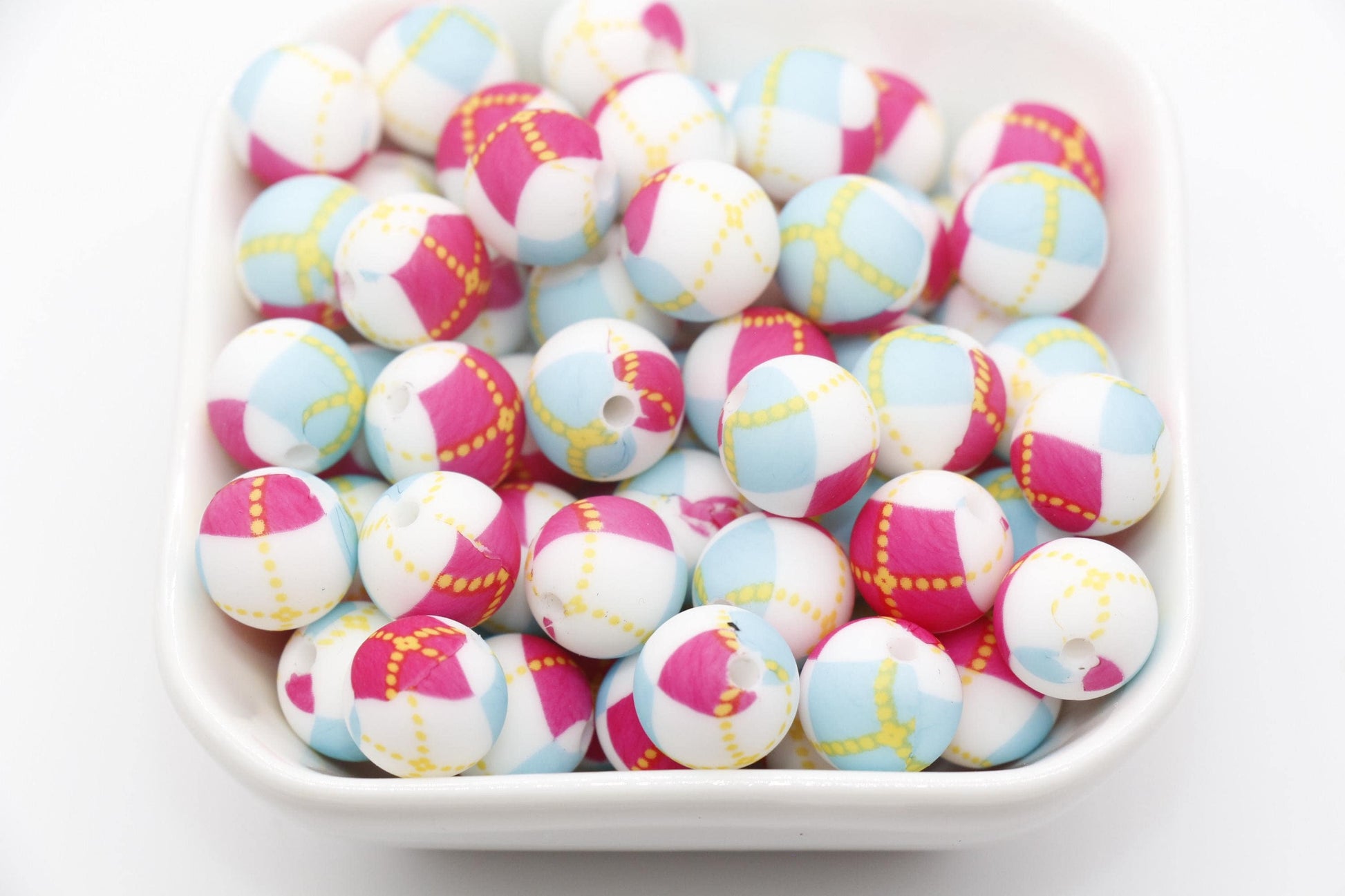 12mm Print Beads, Printed Silicone Beads, Round Bubblegum Beads, Beads for Pens #310