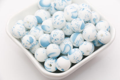 12mm Blue Bubbles Printed Beads, Bubbles Print Silicone Beads, Round Bubblegum Beads, Beads for Pens #311