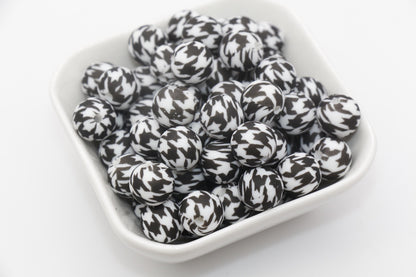 12mm Houndstooth Silicone Beads, Print Silicone Beads, Round Bubblegum Beads, Beads for Pens #313