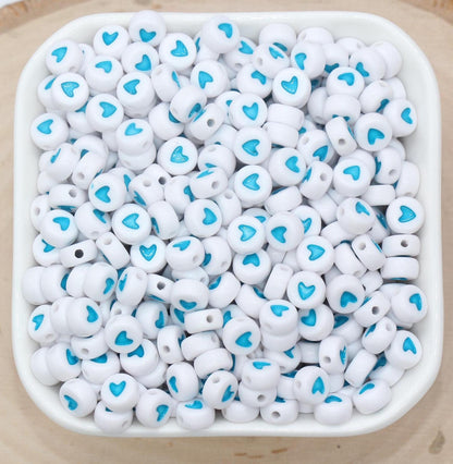 Blue Heart Beads, Plastic Heart Beads, Heart Symbol Beads, Beads for Bracelets, Jewelry Making, Size 7mm #3376