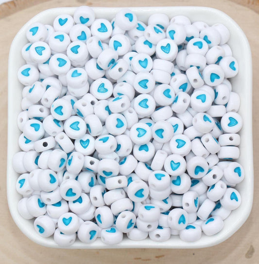 Blue Heart Beads, Plastic Heart Beads, Heart Symbol Beads, Beads for Bracelets, Jewelry Making, Size 7mm #3402