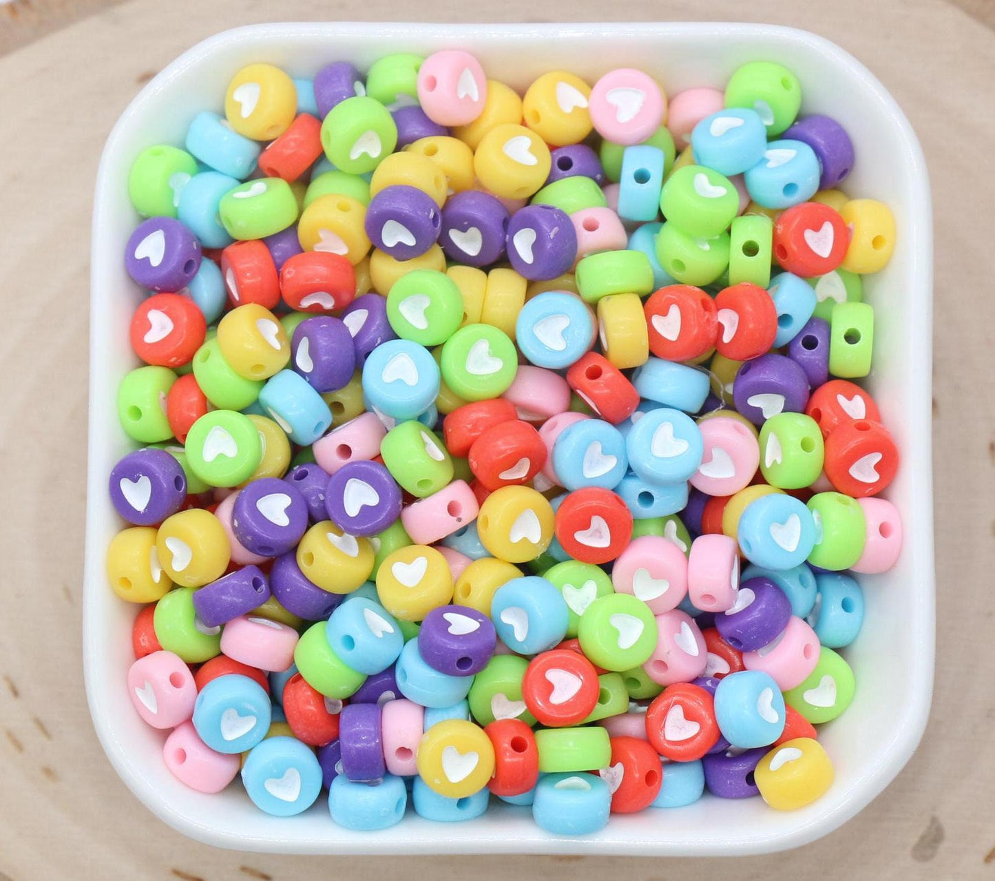 Mix Heart Beads, Plastic Heart Beads, Heart Symbol Beads, Beads for Bracelets, Jewelry Making, Size 7mm #299