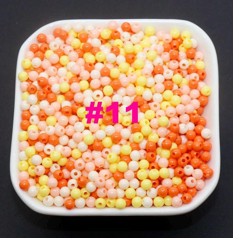 4mm Mix Round Beads, Plastic Round Beads, Round Spacer Beads, Bubblegum Beads, Multicolored Spacer Beads, Beads for Bracelets