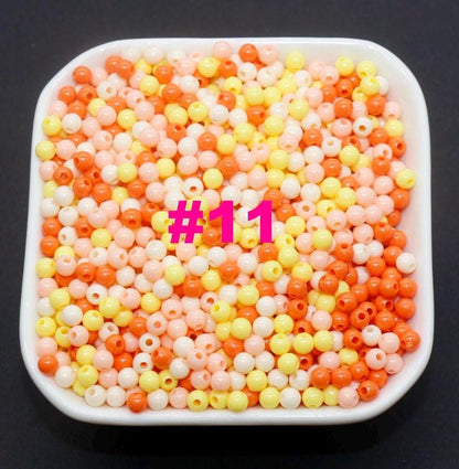 4mm Mix Round Beads, Plastic Round Beads, Round Spacer Beads, Bubblegum Beads, Multicolored Spacer Beads, Beads for Bracelets