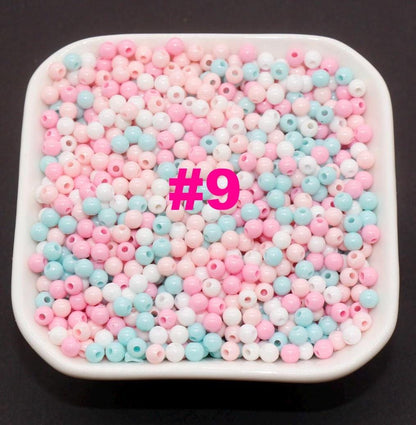 4mm Mix Round Beads, Plastic Round Beads, Round Spacer Beads, Bubblegum Beads, Multicolored Spacer Beads, Beads for Bracelets