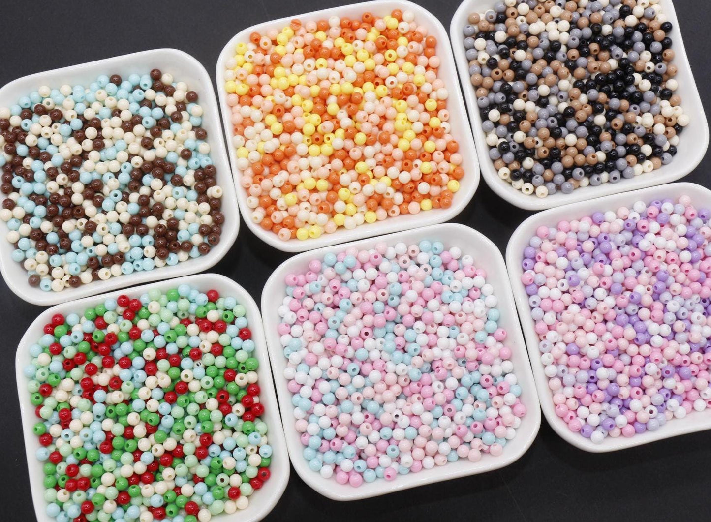 4mm Mix Round Beads, Plastic Round Beads, Round Spacer Beads, Bubblegum Beads, Multicolored Spacer Beads, Beads for Bracelets