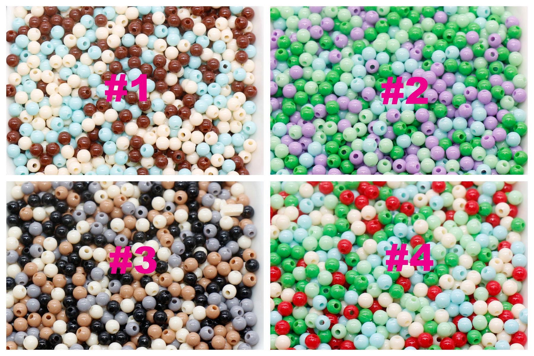 4mm Mix Round Beads, Plastic Round Beads, Round Spacer Beads, Bubblegum Beads, Multicolored Spacer Beads, Beads for Bracelets