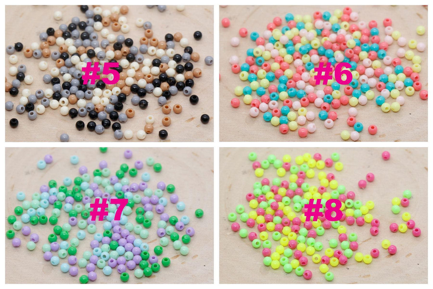 3mm Mix Round Beads, Plastic Round Beads, Round Spacer Beads, Bubblegum Beads, Multicolored Spacer Beads, Beads for Bracelets