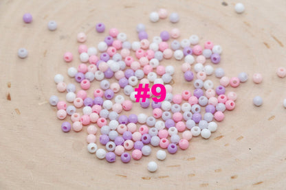 3mm Mix Round Beads, Plastic Round Beads, Round Spacer Beads, Bubblegum Beads, Multicolored Spacer Beads, Beads for Bracelets