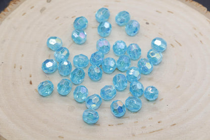 8mm Iridescent Beads, Faceted Bubblegum Beads, Sparkle Beads, Chunky Beads, Plastic Beads, Beads for Bracelets, Jewelry Making Beads,