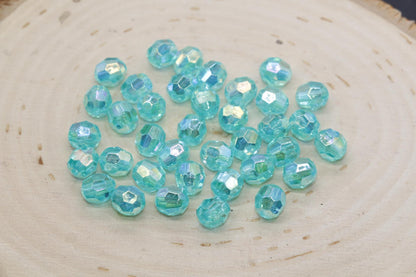 8mm Iridescent Beads, Faceted Bubblegum Beads, Sparkle Beads, Chunky Beads, Plastic Beads, Beads for Bracelets, Jewelry Making Beads,