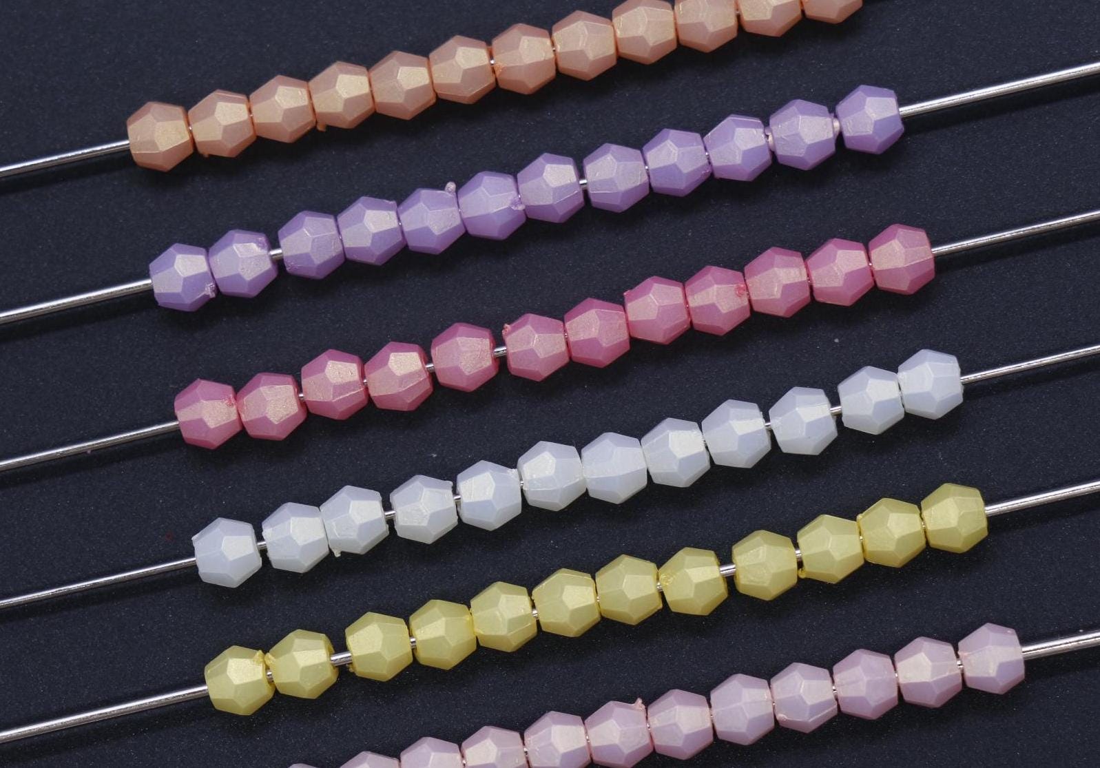 4mm Faceted Beads, Pearlescent Beads, Shimmering Beads, Plastic Beads, Round Spacer Beads, Bubblegum Beads, Beads for Bracelets