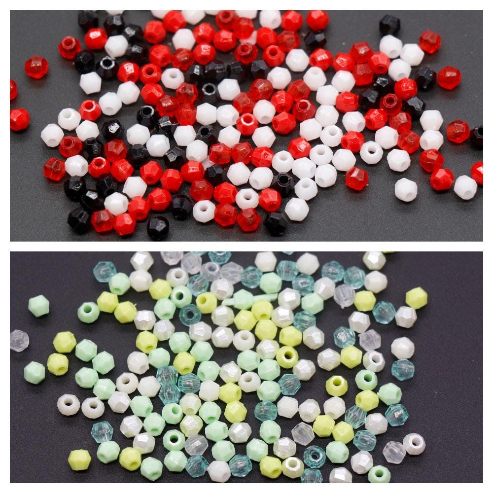 4mm Mix Faceted Beads, Assorted Beads, Plastic Beads, Round Spacer Beads, Bubblegum Beads, Beads for Bracelets