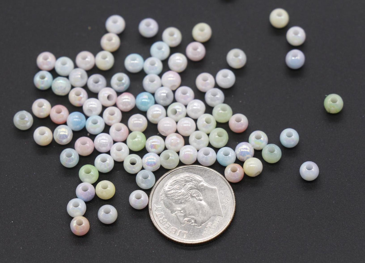 4mm Ombre Beads, Plastic Iridescent Beads, Round Spacer Beads, Bubblegum Beads, Beads for Bracelets, Mermaid Beads, Jewelry Making Beads