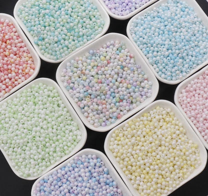 4mm Ombre Beads, Plastic Iridescent Beads, Round Spacer Beads, Bubblegum Beads, Beads for Bracelets, Mermaid Beads, Jewelry Making Beads