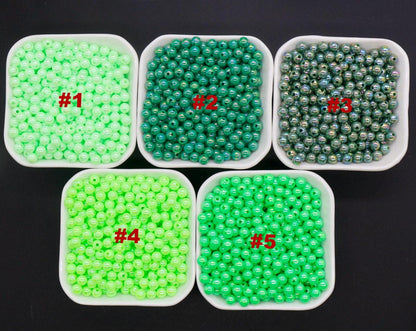 6mm Green AB Gumball Beads, Iridescent Round Beads, Sparkle Green Beads, Green Bubblegum Beads, Chunky Beads, Beads for Bracelets