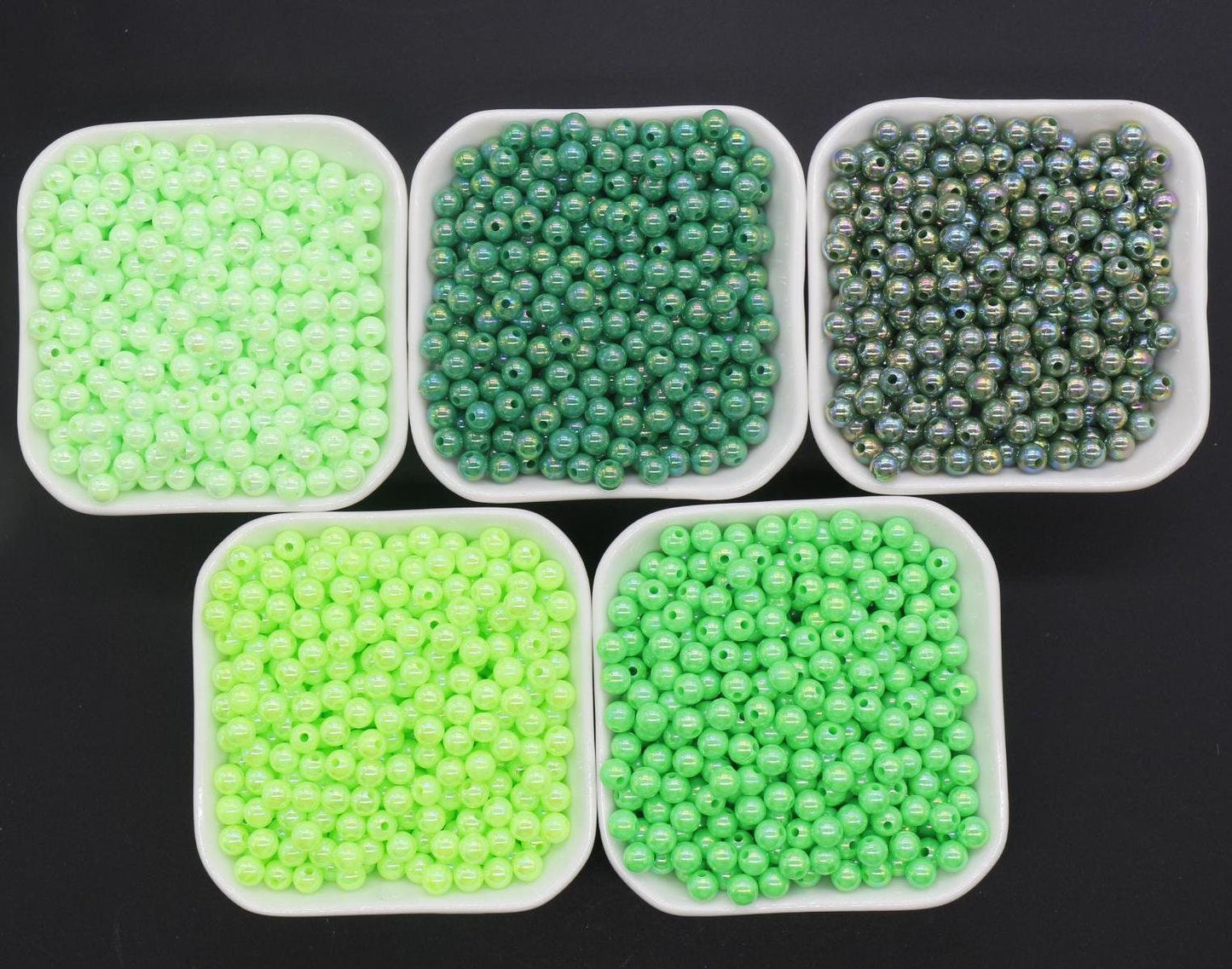 6mm Green AB Gumball Beads, Iridescent Round Beads, Sparkle Green Beads, Green Bubblegum Beads, Chunky Beads, Beads for Bracelets