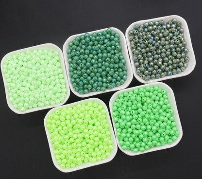 6mm Green AB Gumball Beads, Iridescent Round Beads, Sparkle Green Beads, Green Bubblegum Beads, Chunky Beads, Beads for Bracelets