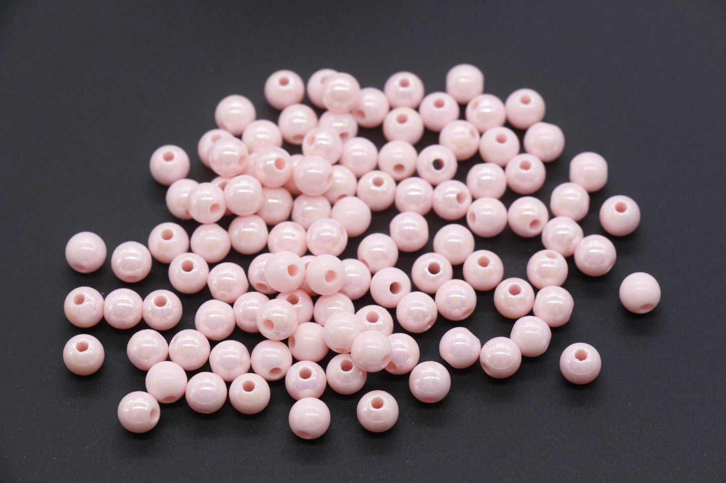 6mm Pink AB Beads, Iridescent Beads, Sparkle Pink Gumball Beads, Bubblegum Beads, Chunky Beads, Beads for Bracelets