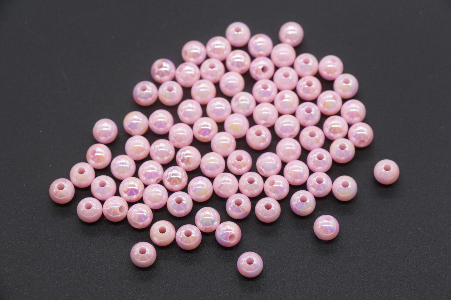 6mm Pink AB Beads, Iridescent Beads, Sparkle Pink Gumball Beads, Bubblegum Beads, Chunky Beads, Beads for Bracelets