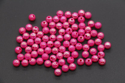 6mm Pink AB Beads, Iridescent Beads, Sparkle Pink Gumball Beads, Bubblegum Beads, Chunky Beads, Beads for Bracelets