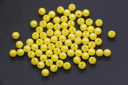 6mm Yellow AB Beads, Iridescent Beads, Sparkle Yellow Gumball Beads, Bubblegum Beads, Chunky Beads, Beads for Bracelets