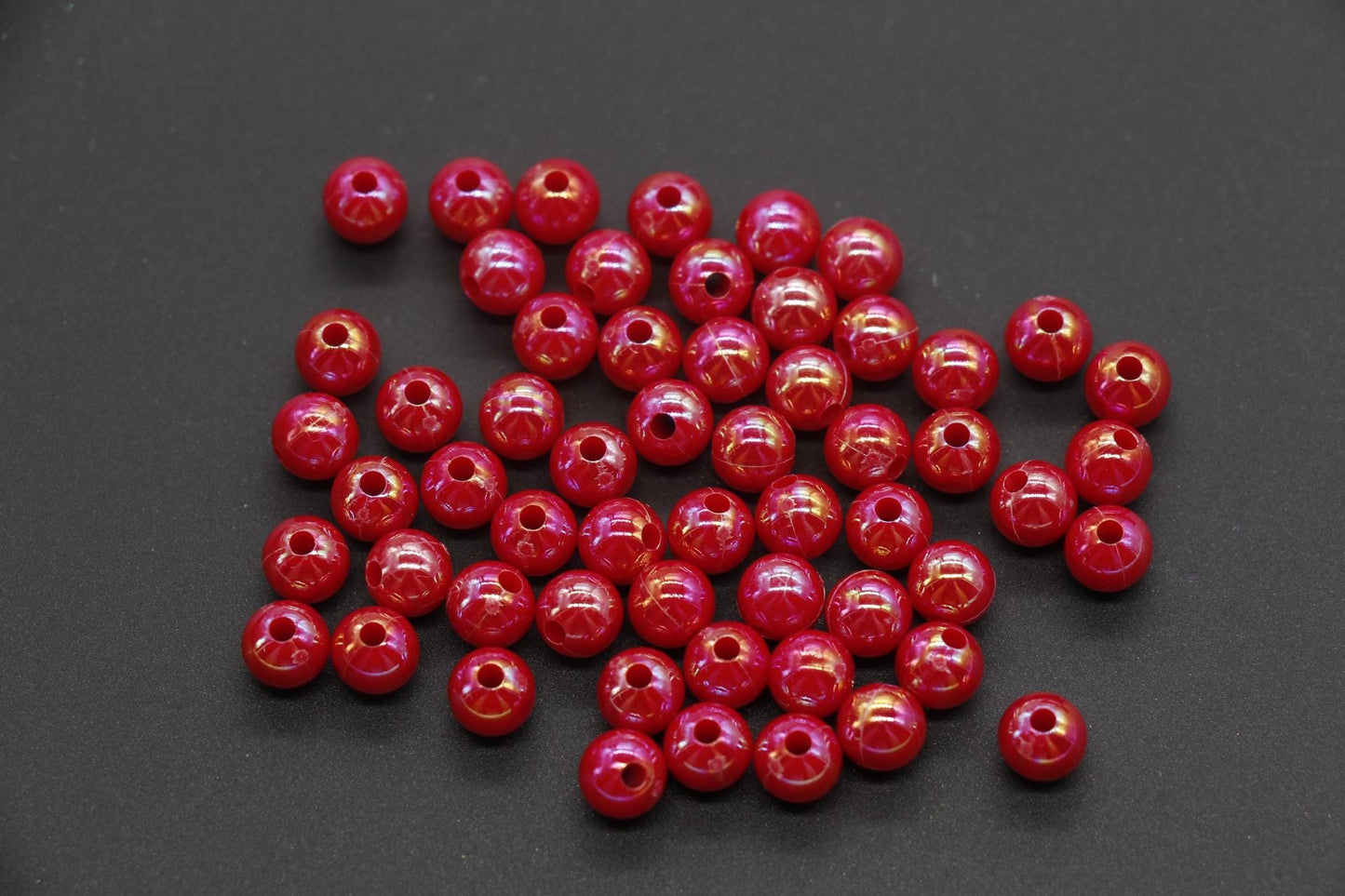 6mm Red AB Beads, Iridescent Beads, Sparkle Red Gumball Beads, Bubblegum Beads, Chunky Beads, Beads for Bracelets