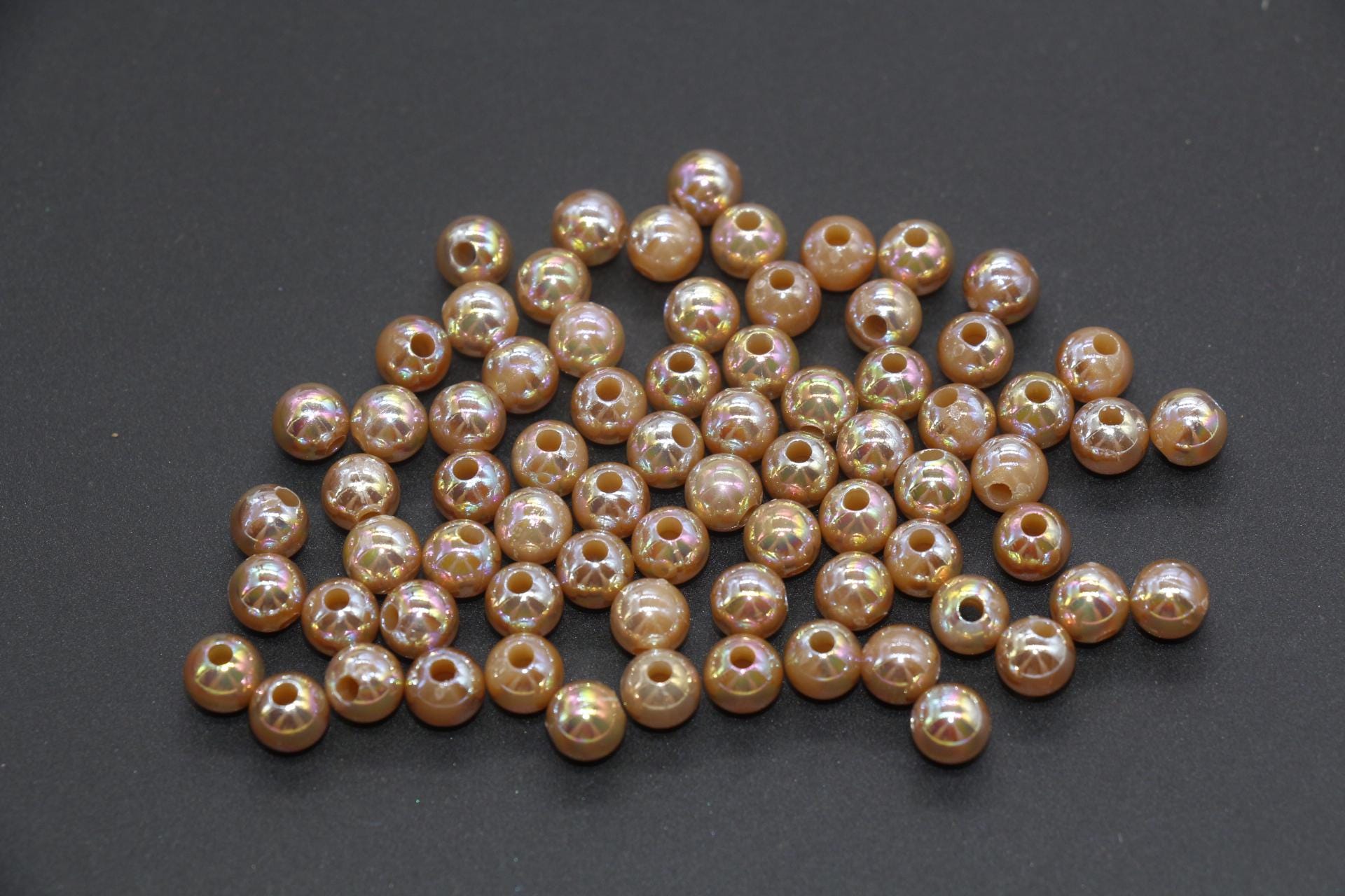 6mm Brown AB Beads, Iridescent Beads, Sparkle Brown Gumball Beads, Bubblegum Beads, Chunky Beads, Beads for Bracelets