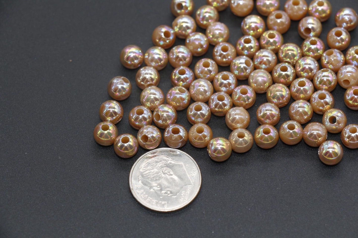 6mm Brown AB Beads, Iridescent Beads, Sparkle Brown Gumball Beads, Bubblegum Beads, Chunky Beads, Beads for Bracelets