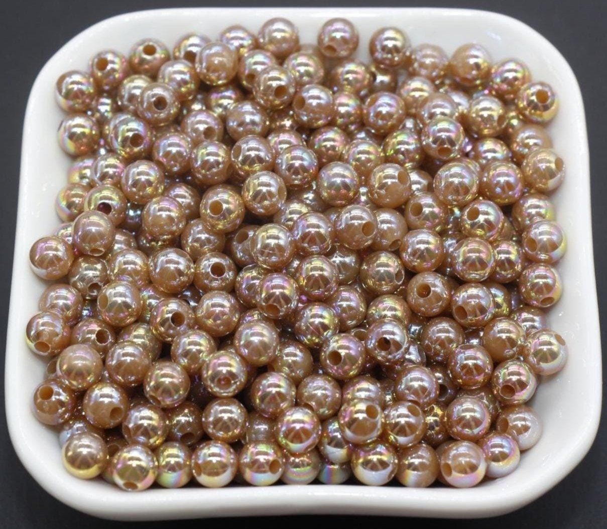 6mm Brown AB Beads, Iridescent Beads, Sparkle Brown Gumball Beads, Bubblegum Beads, Chunky Beads, Beads for Bracelets