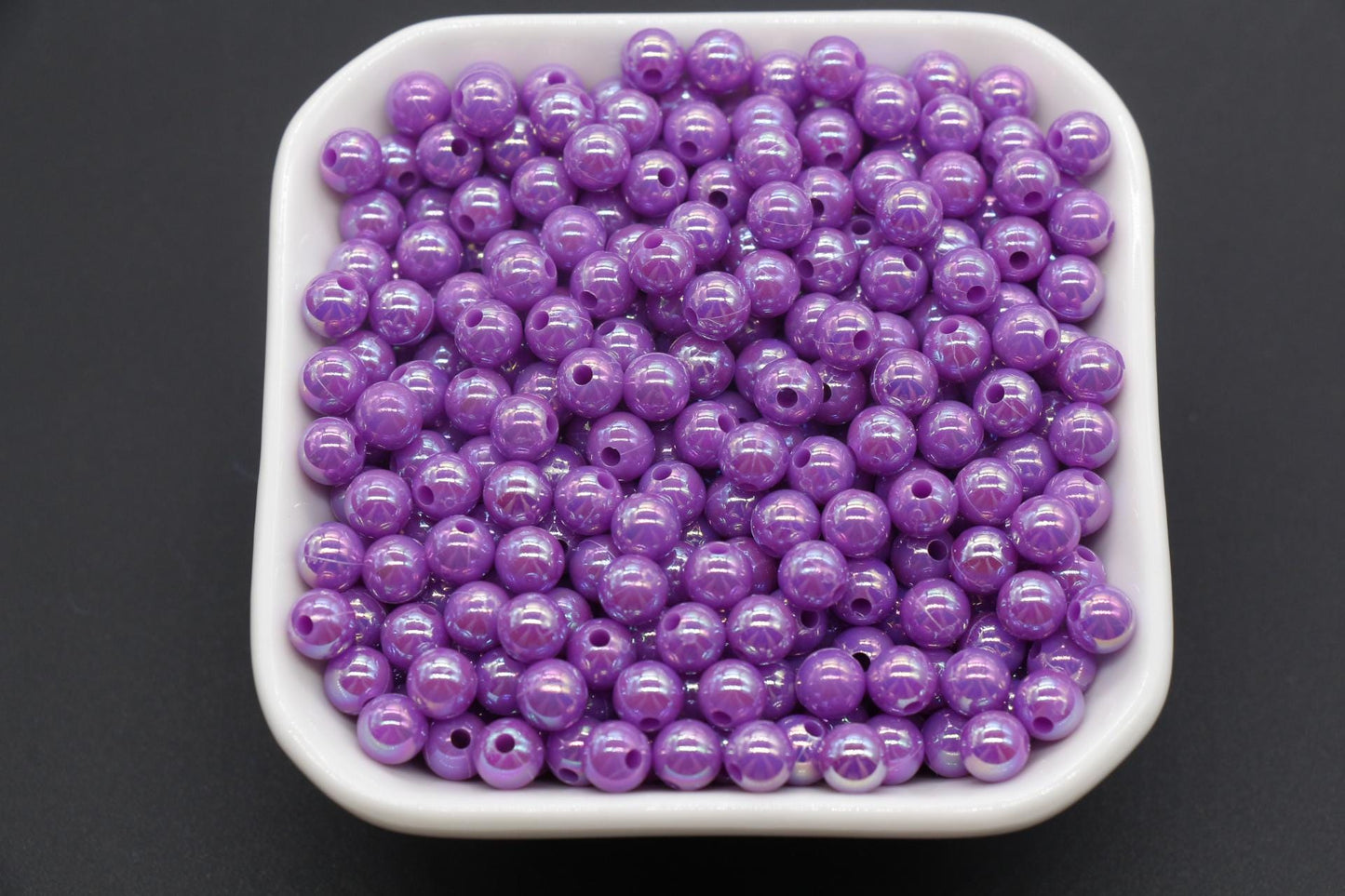 6mm Purple AB Gumball Beads, Iridescent Acrylic Loose Beads, Solid Bubblegum Beads, Chunky Beads, Smooth Round Plastic Beads #814