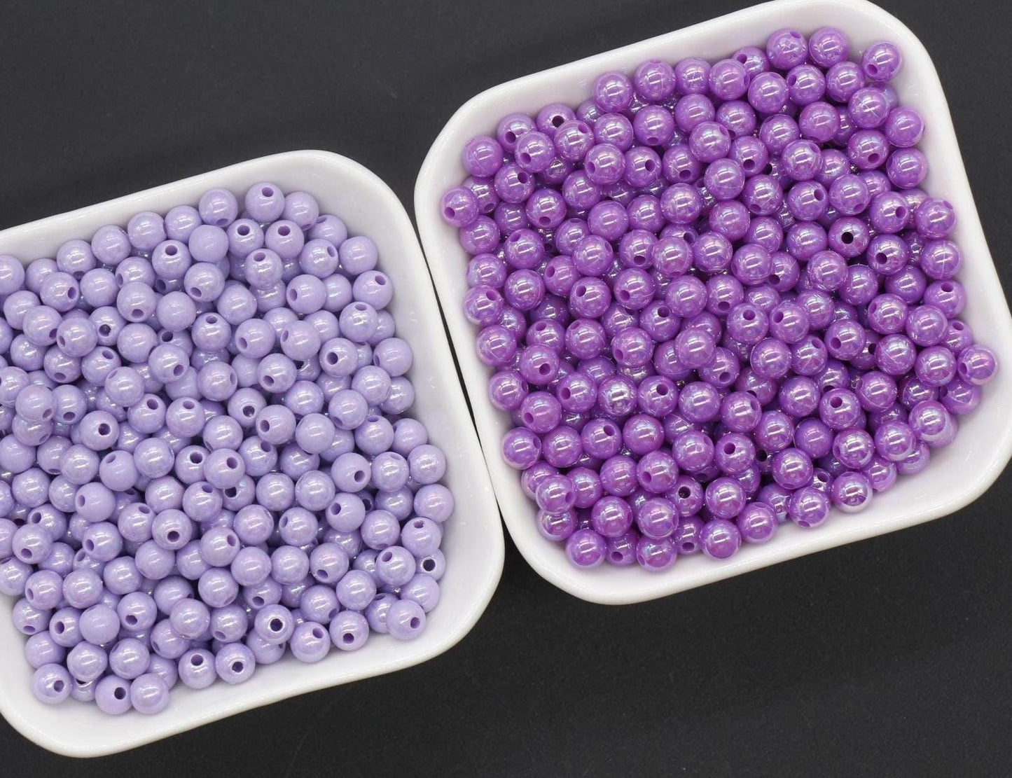 6mm Purple AB Gumball Beads, Iridescent Acrylic Loose Beads, Solid Bubblegum Beads, Chunky Beads, Smooth Round Plastic Beads #814