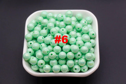 8mm Green AB Gumball Beads, Iridescent Round Beads, Sparkle Green Beads, Green Bubblegum Beads, Chunky Beads, Beads for Bracelets