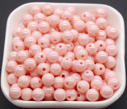 8mm Orange AB Gumball Beads, Peach Beads, Iridescent Round Beads, Sparkle Orange Beads, Bubblegum Beads, Chunky Beads, Beads for Bracelets