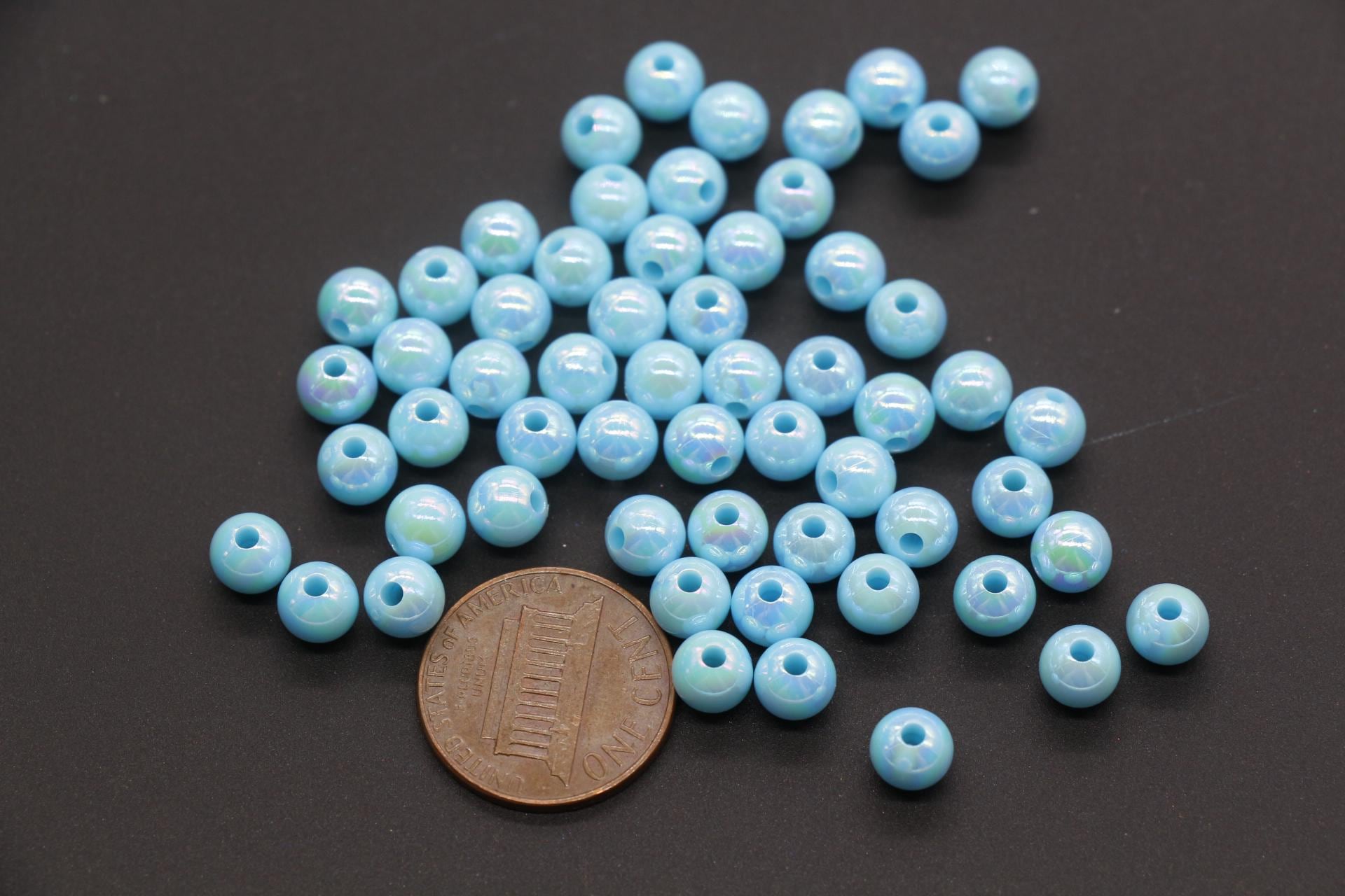 6mm Blue AB Beads, Iridescent Beads, Sparkle Blue Gumball Beads, Bubblegum Beads, Chunky Beads, Beads for Bracelets