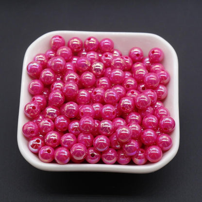 8mm Pink AB Beads, Iridescent Beads, Sparkle Pink Gumball Beads, Bubblegum Beads, Chunky Beads, Beads for Bracelets