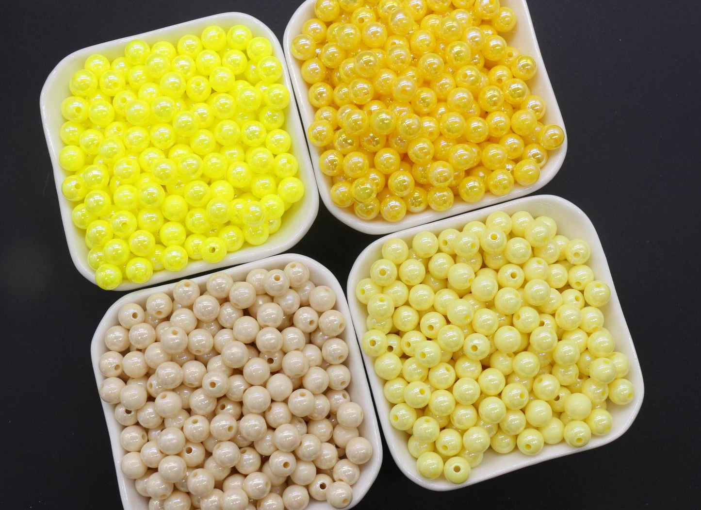 8mm Yellow AB Beads, Iridescent Beads, Sparkle Yellow Gumball Beads, Bubblegum Beads, Chunky Beads, Beads for Bracelets