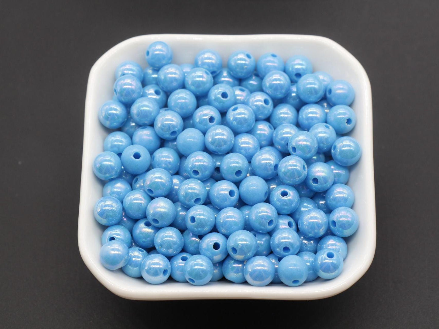 8mm Blue AB Beads, Iridescent Beads, Sparkle Blue Gumball Beads, Bubblegum Beads, Chunky Beads, Beads for Bracelets